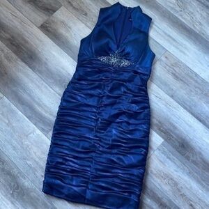 Cachet dress  size 6 blue semi formal dress shiny special occasion